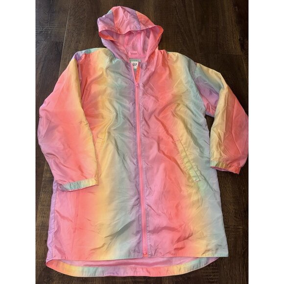 GAP Other - Gap Kids XXL (14/16)Girls Rain Jacket Coat Hooded Rainbow Multi Color